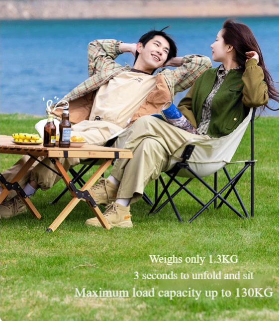 Ultralight Portable Camping Chair – Foldable Outdoor Chair for Adults, Beach, Picnic & Fishing, Supports 130KG, Compact Folding Lounge Chair, Best Camping Gear, Travel & Hiking Accessories